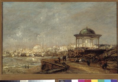 Kiosk i Stamboul i Istanbul (Konstantinopel) i Tyrkia Maleri av Edouard Jacques Dufeu (1840-1900) Obligatorisk omtale: Collection fondation regards de Provence, Marseille av Edouard Jacques Dufeu