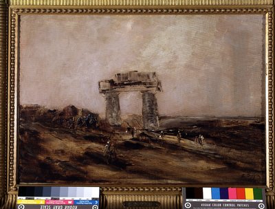 Ruinene av et tempel i ørkenen av Edouard Jacques Dufeu