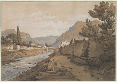 Neuve-elven ved slutten av Dardenne-dalen, 1800-tallet. av Edouard Jean Marie Hostein