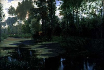 Landskap med en dam av Edouard Louis Boudier