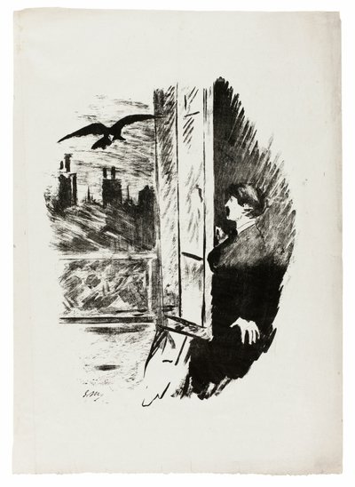 Ved vinduet ("Åpne her jeg slengte lukkeren ..."), fra The Raven (Le Corbeau) av Édouard Manet