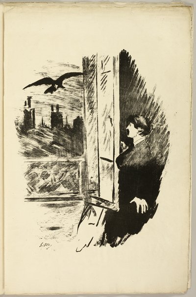Ved vinduet ("Åpne her jeg slengte lukkeren ..."), fra The Raven (Le Corbeau) av Édouard Manet