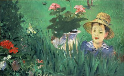 Gutt i blomster Jacques Hoschedé, 1876 av Édouard Manet