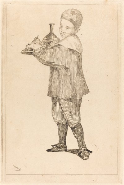Barn som holder et brett av Édouard Manet