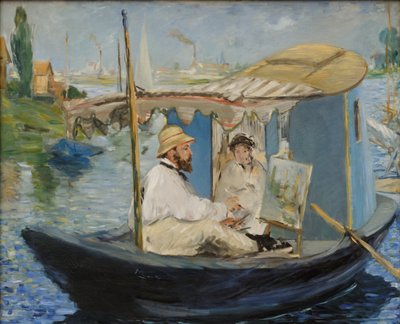 Claude Monet maler i sin atelierbåt av Édouard Manet