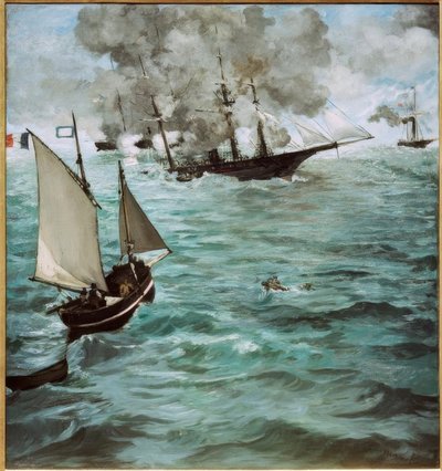 Kampen mellom U.S.S. Kearsarge og C.S.S. Alabama av Édouard Manet