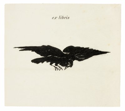 Flying Raven: ex libris, fra The Raven (Le Corbeau) av Édouard Manet