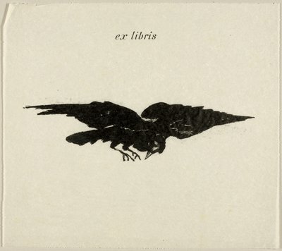 Flying Raven: ex libris, fra The Raven (Le Corbeau) av Édouard Manet