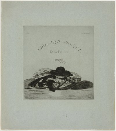 Hatt og gitar, frontispiece for utgaven av fjorten etsninger av Édouard Manet