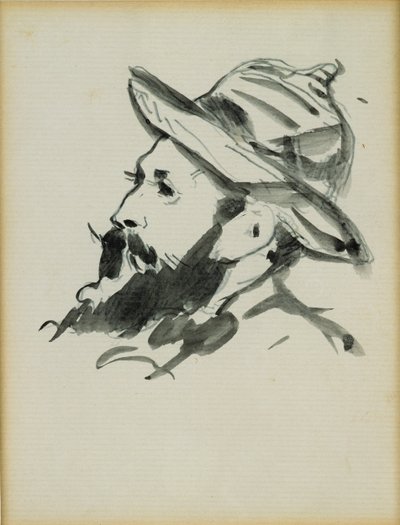 Head of a Man (Claude Monet) 1874 (penn og blekkvask på papir) av Édouard Manet