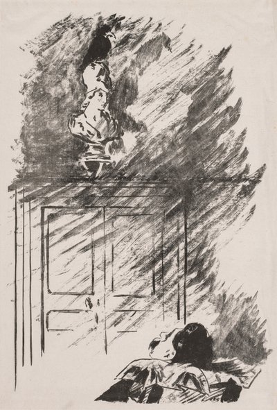 Illustrasjon for The Raven av Edgar Allan Poe. av Édouard Manet