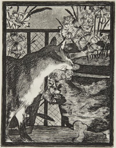 Katten og blomstene av Édouard Manet