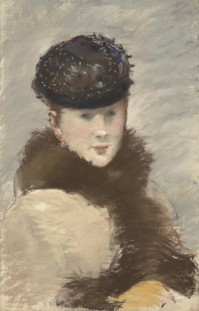 Mery Laurent iført en liten toque, 1882 av Édouard Manet