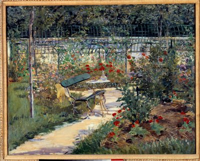 Min hage, benken. Maleri av Edouard Manet (1832-1883) av Édouard Manet