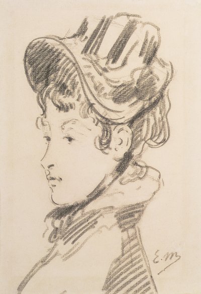 Portrett av Madame Jules Guillemet, ca. 1880 (svart kritt) av Édouard Manet