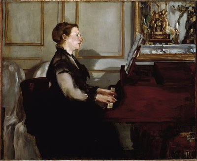 Portrett av Madame Manet (Suzanne Leenhoff) ved pianoet (olje på lerret av Édouard Manet