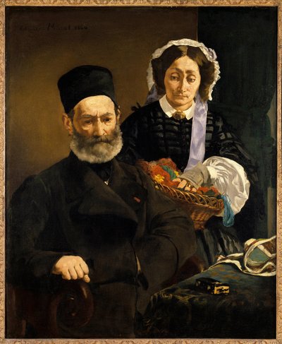 Portretter av Monsieur og Madame Auguste Manet, foreldre til kunstneren Maleri av Edouard Manet (1832-1883) 1860 Søn. 1,1x0,9 m Paris, musee d