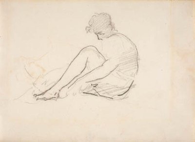 Sittende kvinne (en lett skisse av en manns hode) av Édouard Manet