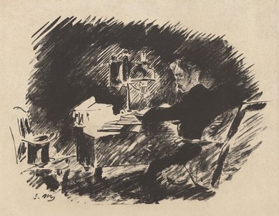 Under lampen, fra Stéphane Mallarmés oversettelse av Edgar Allan Poes "Ravnen" av Édouard Manet