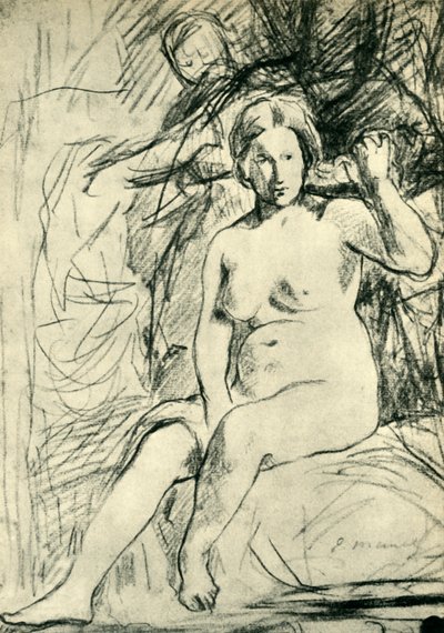Studie av en sittende naken La Toilette, 1858-1860, 1943. av Édouard Manet