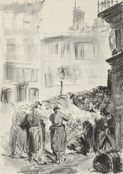 The Barricade, 1871, trykt 1884 av Édouard Manet