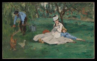 Monet-familien i hagen sin i Argenteuil av Édouard Manet