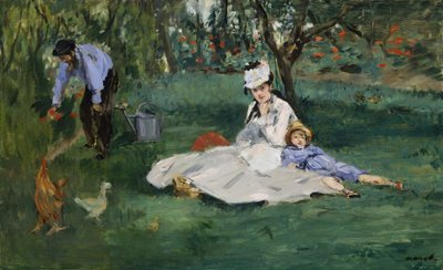 Monet-familien i hagen deres i Argenteuil, 1874 av Édouard Manet