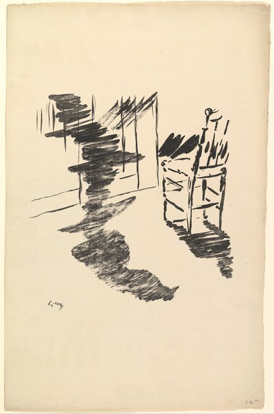 Skyggen som ligger og svever på gulvet. Illustrasjon til ravnen av Edgar Allan Poe, 1875. av Édouard Manet