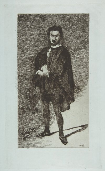 Den tragiske skuespilleren: Rouvière i rollen som Hamlet, 1865-66. av Édouard Manet