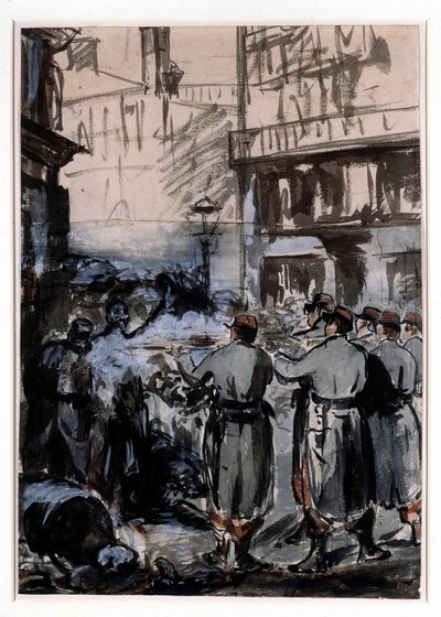 Byen 1871: "" barrikaden"" Tegning av Edouard Manet (1832-1883) 1871 Dim. 46,2 x 32,5 m av Édouard Manet
