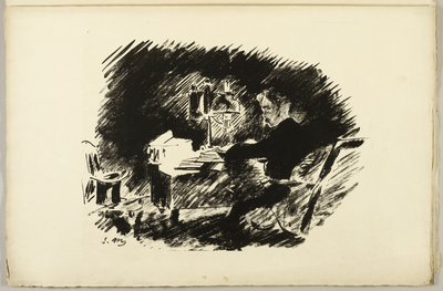 Under lampen ("Once upon a midnight dreary..."), fra The Raven (Le Corbeau) av Édouard Manet