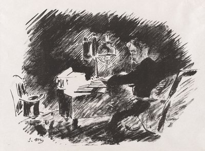 Under lampen, fra Stéphane Mallarmés oversettelse av Edgar Allan Poes Ravnen av Édouard Manet