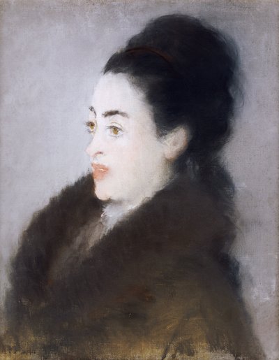 Kvinne i en pelsfrakk i profil, 1879 av Édouard Manet