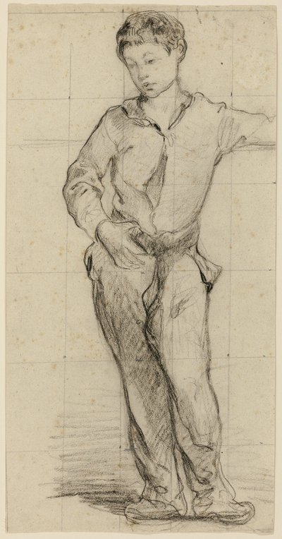 Tânăr în picioare (Léon Leenhoff) (recto); Schiță a băiatului în picioare (verso)norvegian av Édouard Manet