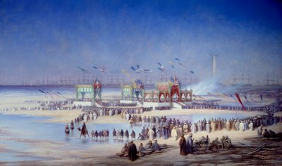 Seremoni for innvielsen av Suez-kanalen ved Port Said (Port-Said) 17. november av Edouard Riou