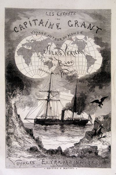 Frontispice "The Children of Captain Grant" av Jules Verne av Edouard Riou