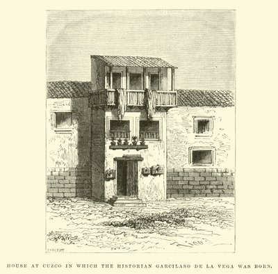 Hus i Cuzco der historikeren Garcilaso de la Vega ble født av Edouard Riou