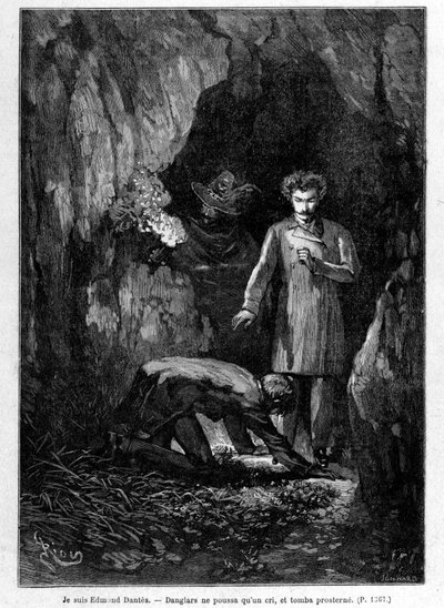 Jeg er Edmond Dantès - Gravering av Riou, i "" Greven av Monte-Cristo"" av A. Dumas, red. Jules Rouff & Cie av Edouard Riou