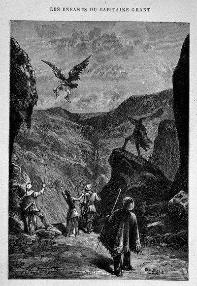 Å, se... den... den... den... Robert! i «The Children of Captain Grant» av Jules Verne av Edouard Riou