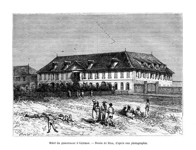 Guvernørens hus, Cayenne, Fransk Guyana, Sør-Amerika, 1800-tallet av Edouard Riou