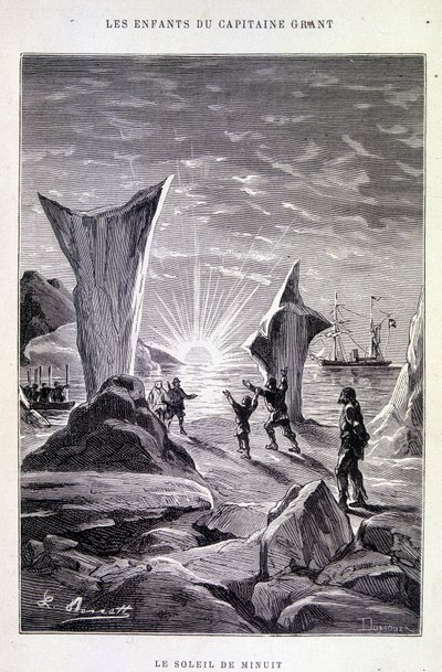 Midnattssolen i «The Children of Captain Grant» av Jules Verne av Edouard Riou