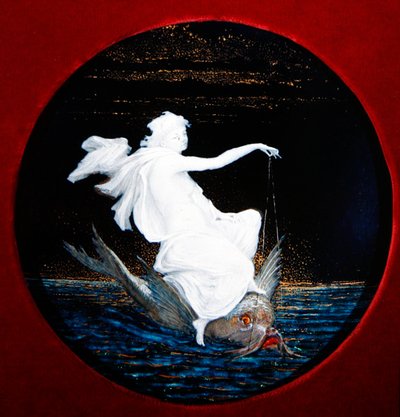 Spirit of the Water - the Elements, ca. 1870 (emalje på porselen) (se 468026) av Edouard Rischgitz