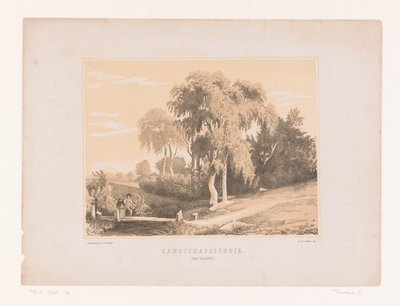 Landschapsstudie (tittel på objekt) av Edouard Taurel