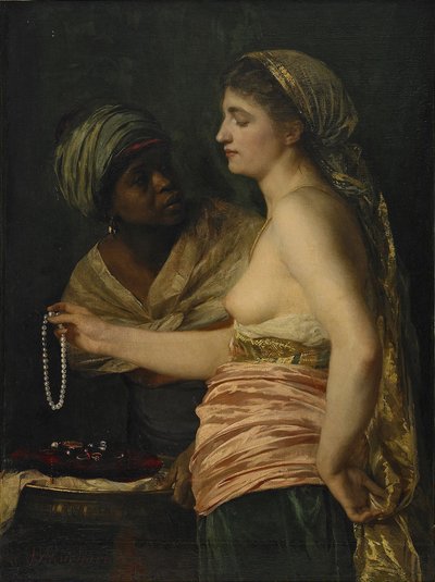 Jente med et perlekjede, 1874 av Edouard Theophile Blanchard