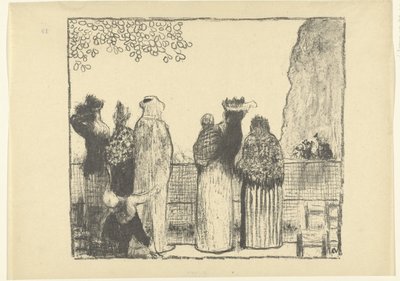 Besøkende i Tuileriehagen i Paris Les Tuileries Croquis L
