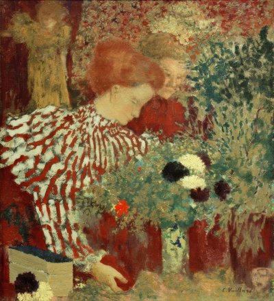 Kvinne i stripet kjole av Edouard Vuillard