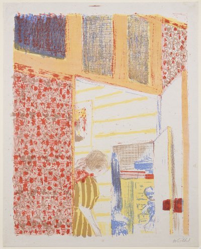 Landskap og interiører: Interiør med rosa tapet III av Edouard Vuillard