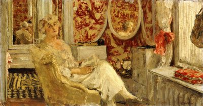 Lucy Hessel i Boudoir på Cezanne Property, Vaucresson, 1924 av Edouard Vuillard