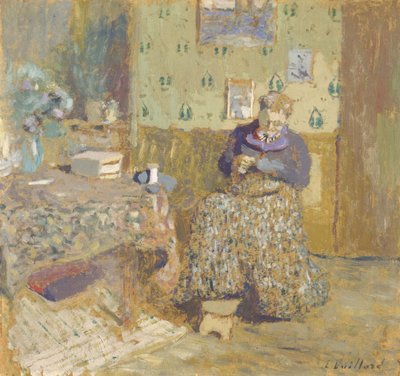 Madame Vuillard Sewing, 1920 av Edouard Vuillard