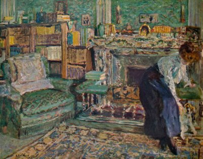 Marguerite Chapin i leiligheten hennes med hunden hennes, 1910 av Edouard Vuillard
